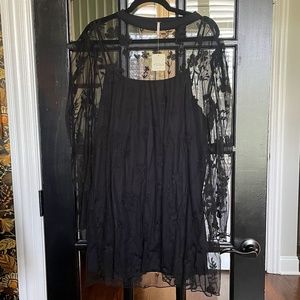Free people Black Lace Overlay with Slip Dress - XL - NWT